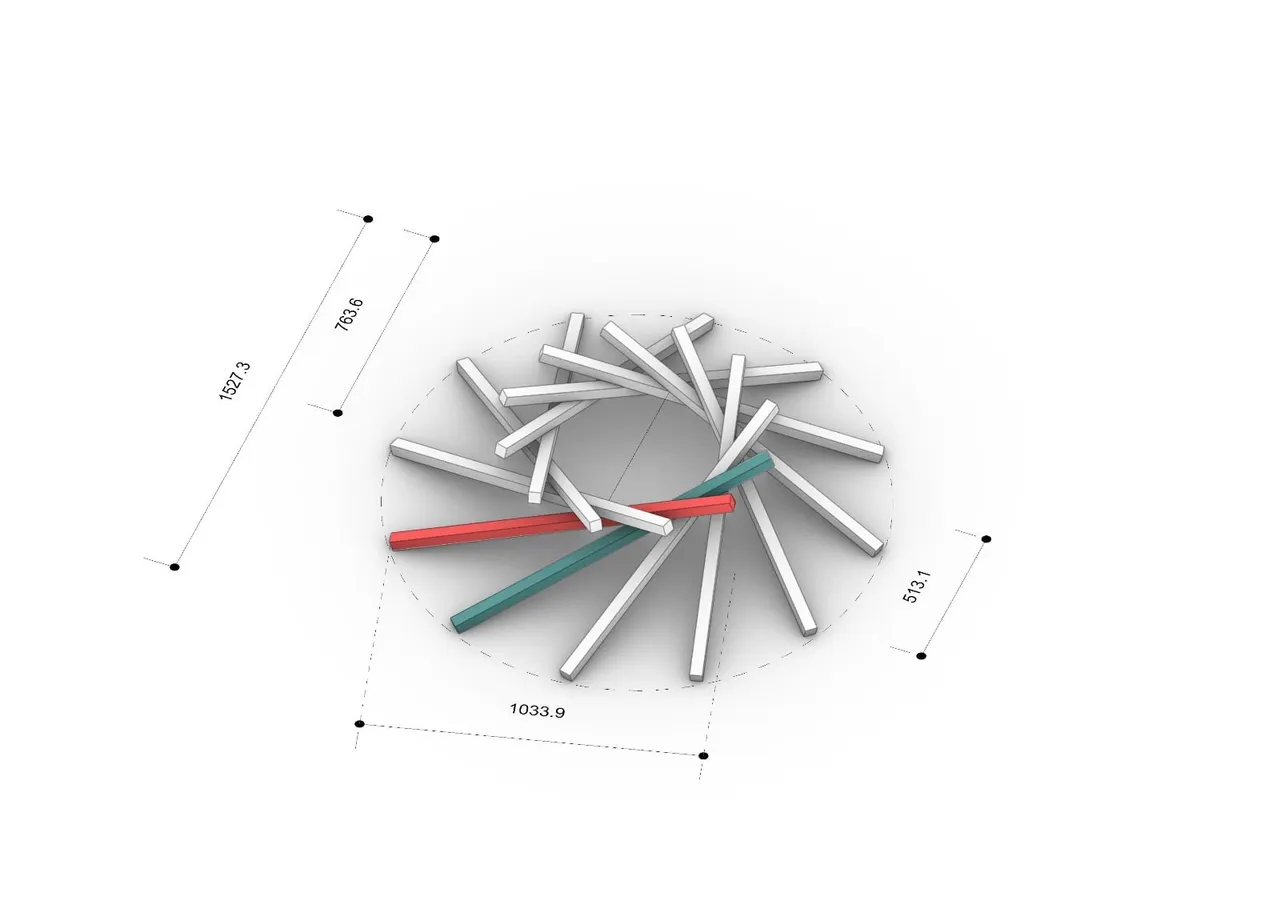 The stacking layout of the sticks