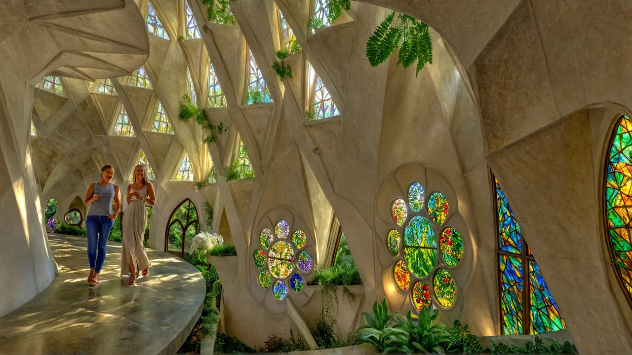 The planted interior of the redesigned sacristy