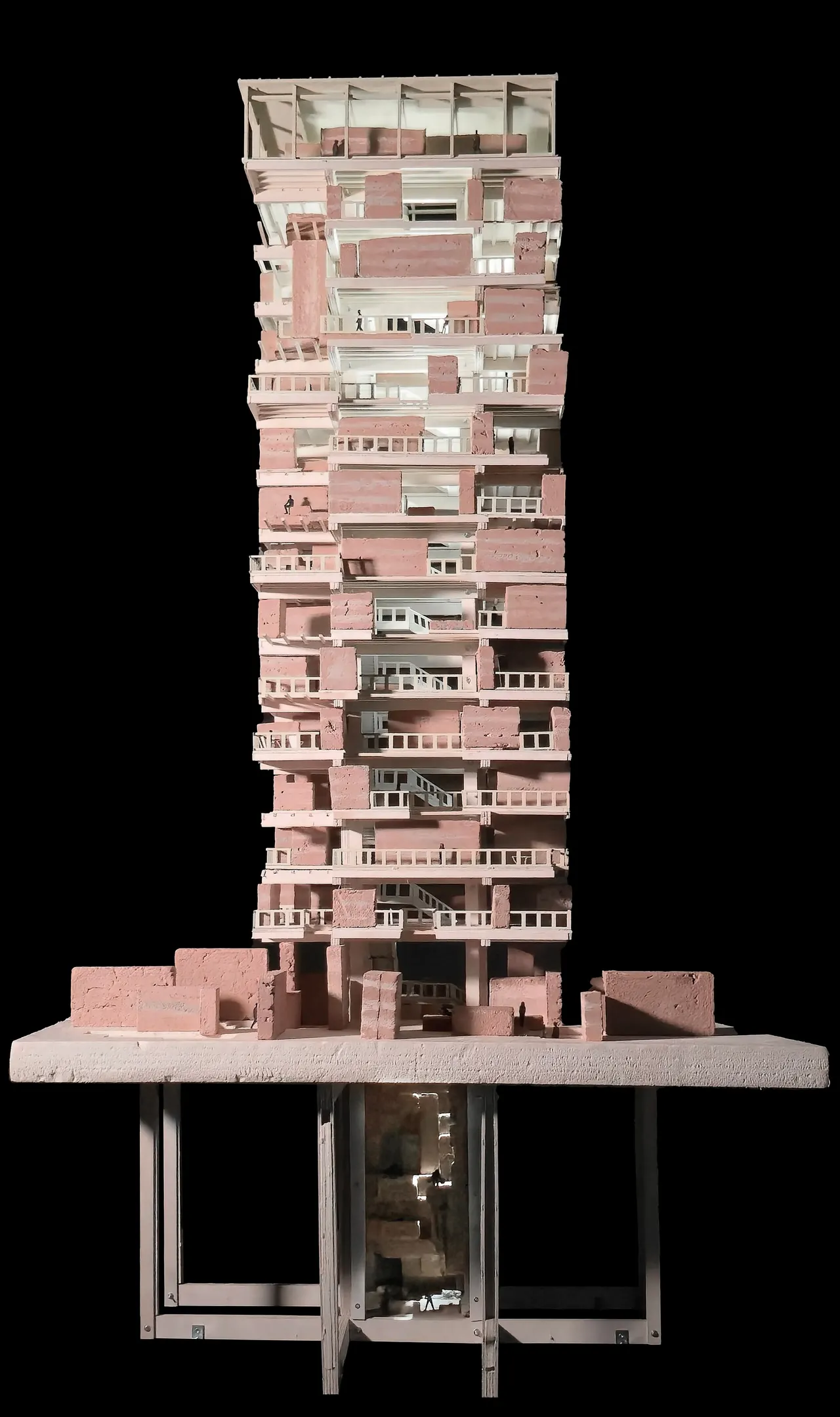 Tierra Tower, a fourteen-storey tower of rammed earth, as a sectional model