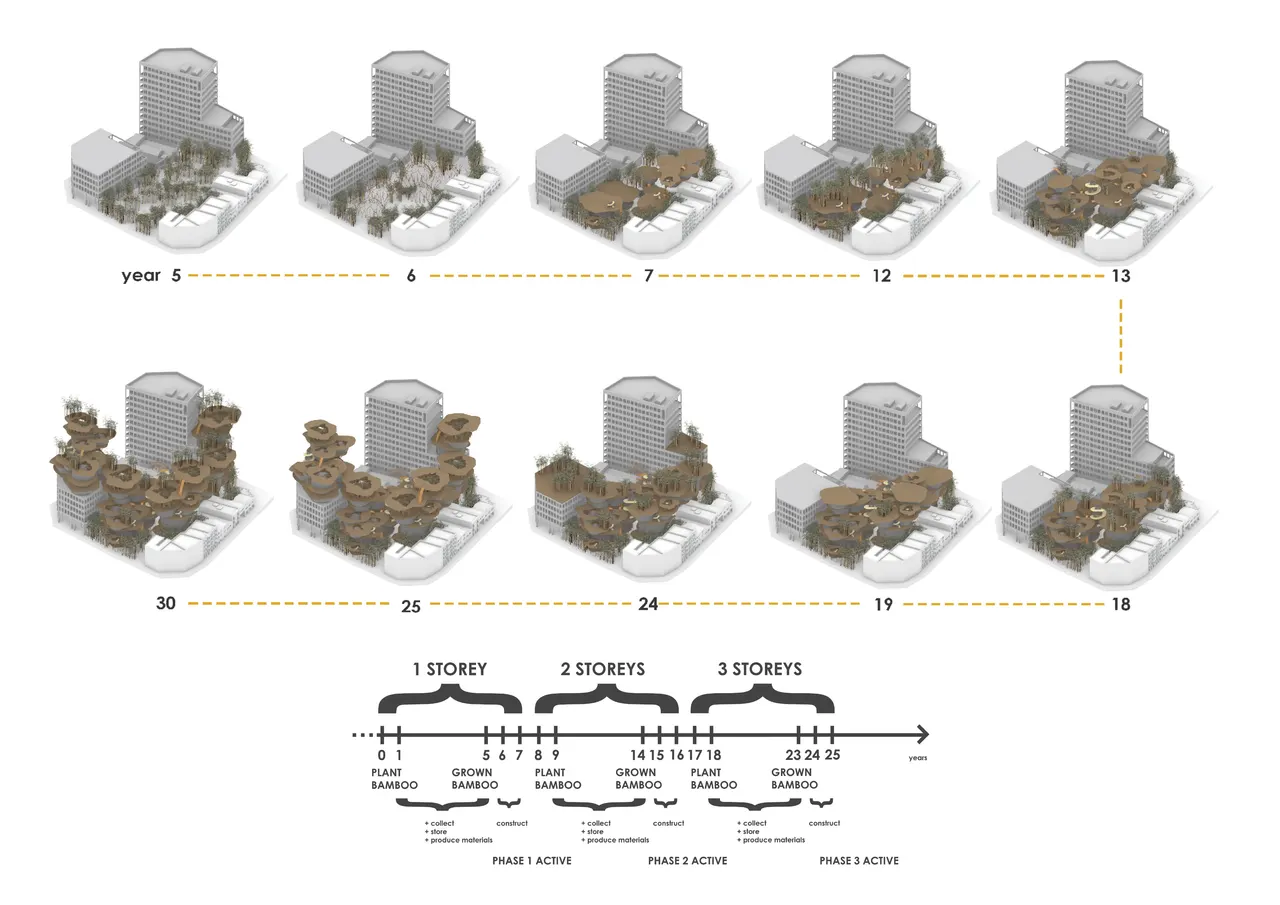 A timeline of the domes growing storey by storey