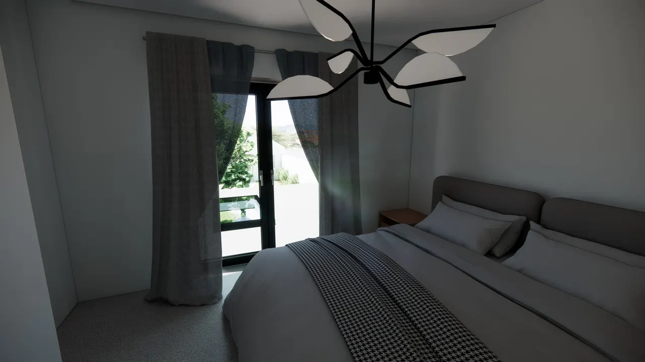 The main bedroom with glazed Juliet doors
