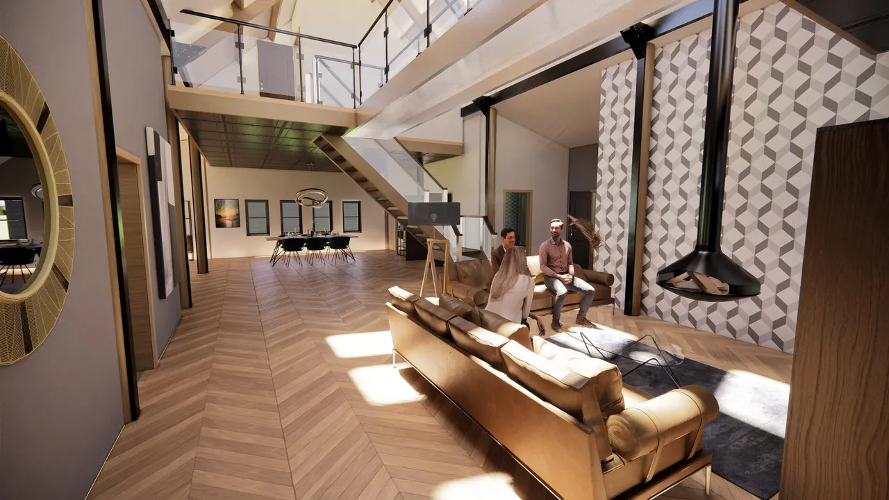 The living space in use, beneath the walkway