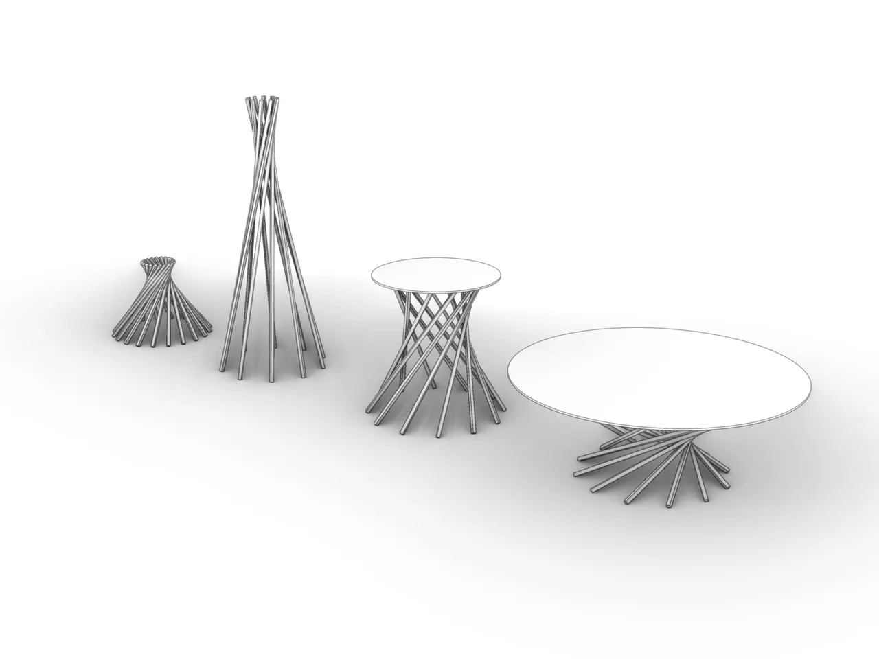 Objects made from interlocking timber sticks